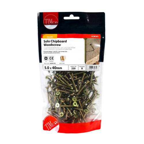 TIMCO Solo Countersunk Gold Woodscrews — Bag