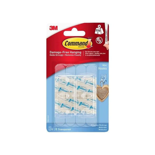 Command™ Clear Mini Hooks Pack of 6 Heavy Duty