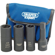Draper 09539 Draper Expert Wheel Nut Double Impact Socket Kit, 1/2" Sq. Dr. (4 Piece)