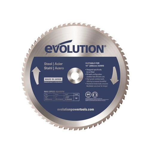 Evolution - Mild Steel Cutting Mitre Saw Blade 255 x 25.4mm x 52T