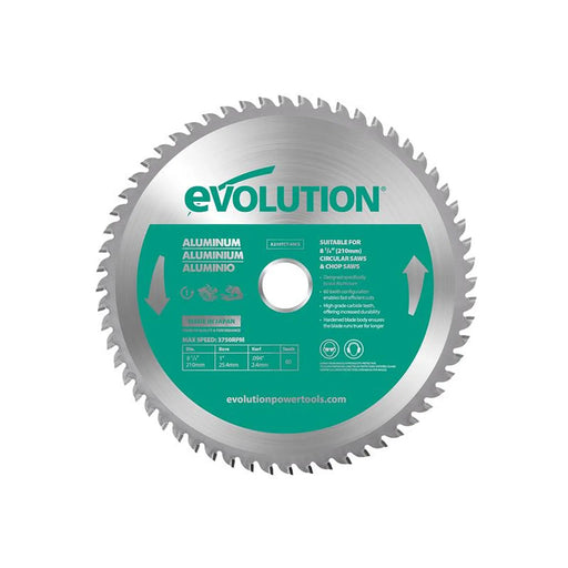 Evolution - Aluminium Cutting Circular Saw Blade 210 x 25.4mm x 60T