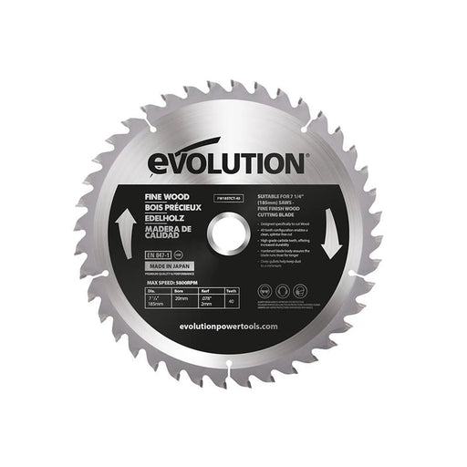 Evolution - Fine Wood Mitre/Table Saw Blade 185 x 20mm x 40T