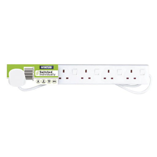 STATUS® Extension Socket Switched 6 Way 2m White S6W2MINDSS12