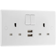 BG Electrical 800 Series - Double switched single pole, with 2 x USB A (12W)