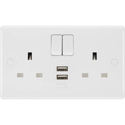 BG Electrical 800 Series - Double switched single pole, with 2 x USB A (12W)