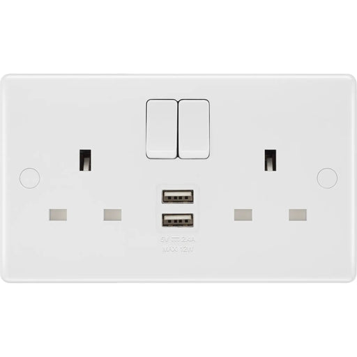 BG Electrical 800 Series - Double switched single pole, with 2 x USB A (12W)