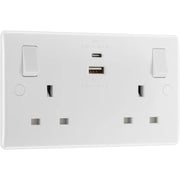 BG Electrical 800 Series - Double switched single pole, with USB A + C (45W)