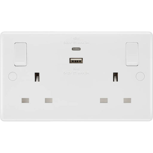 BG Electrical 800 Series - Double switched single pole, with USB A + C (45W)