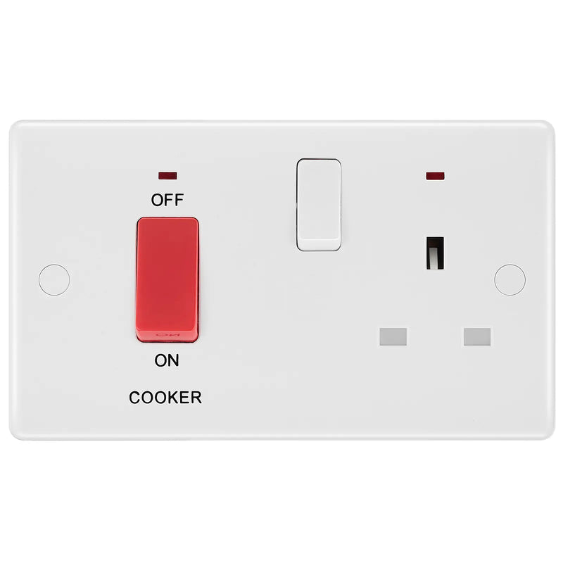 BG Electrical 800 Series - 45A double pole, with switched socket and indicators