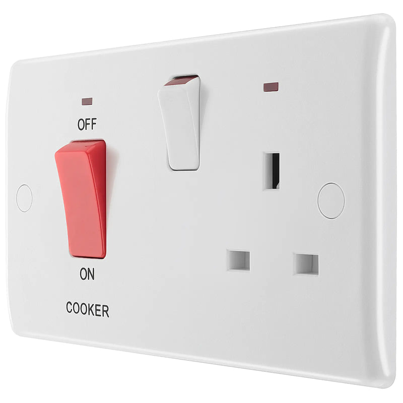 BG Electrical 800 Series - 45A double pole, with switched socket and indicators