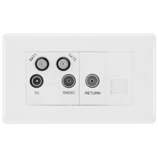 BG Electrical 800 Series - Quadplex, 2 x sat, BT outlet and co-ax returned - screened