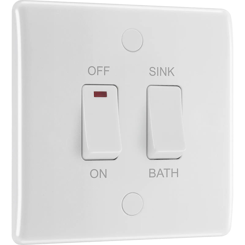 BG Electrical 800 Series - 20A, double pole, immersion switch, marked "sink/bath"