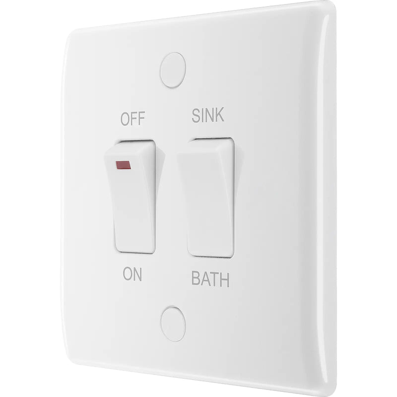 BG Electrical 800 Series - 20A, double pole, immersion switch, marked "sink/bath"