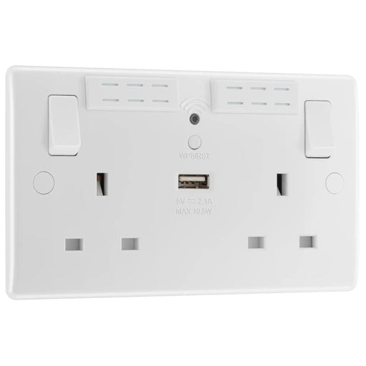 BG Electrical 800 Series - Double, switched, single pole, Wi-Fi Extender, with USB A