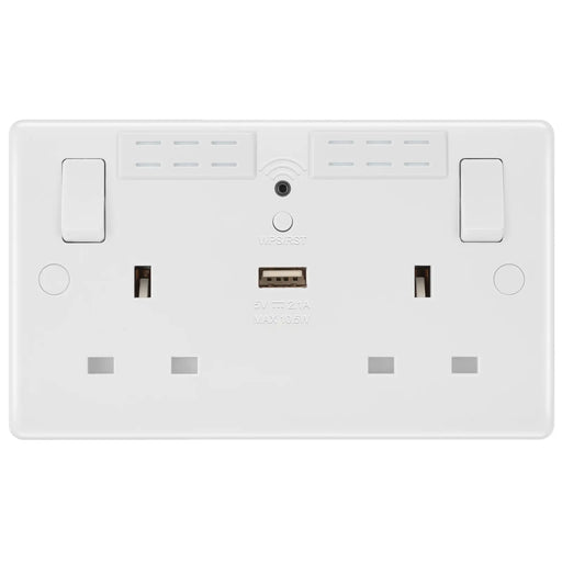 BG Electrical 800 Series - Double, switched, single pole, Wi-Fi Extender, with USB A