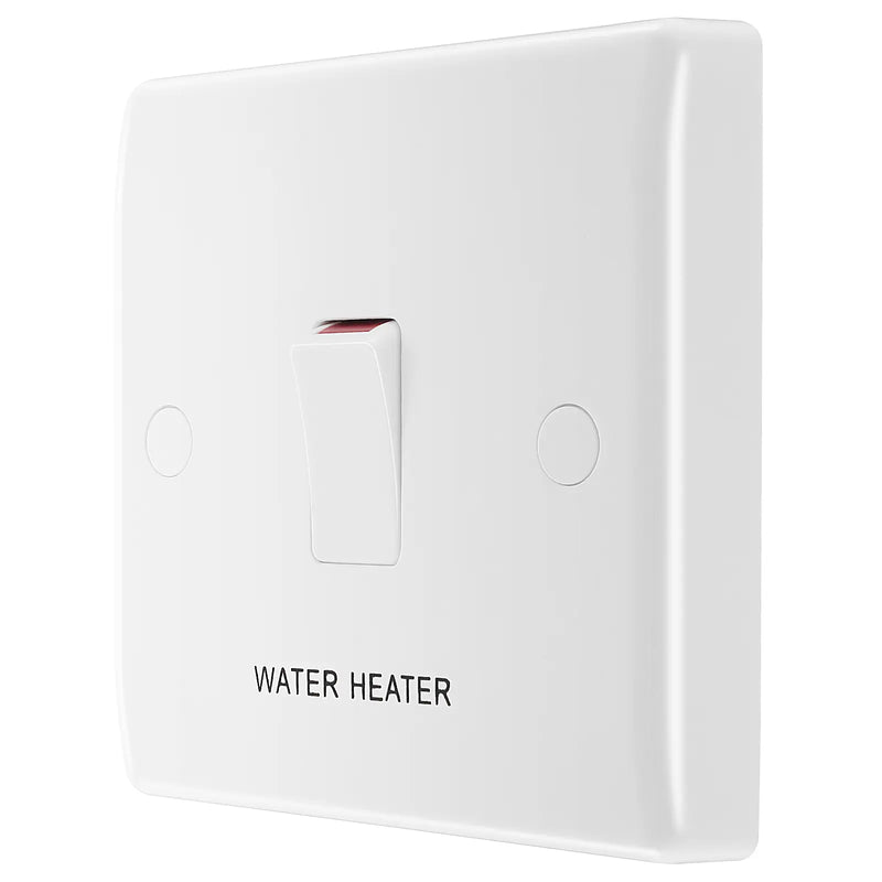 BG Electrical 800 Series - 20A, double pole, marked "water heater", with flex outlet