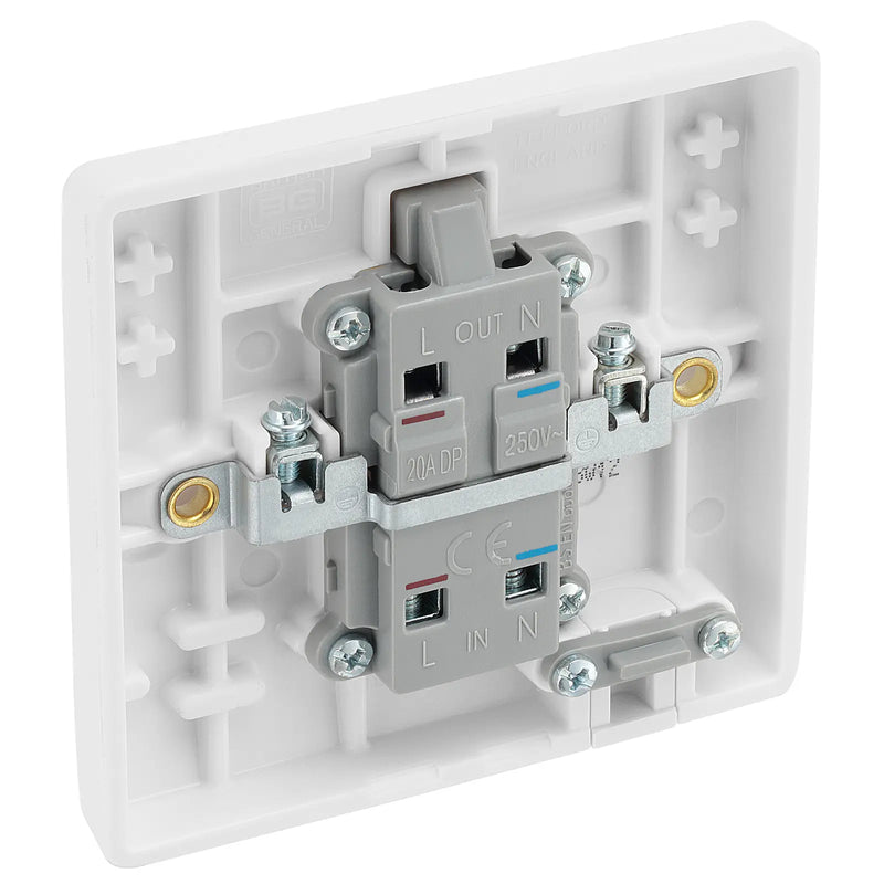 BG Electrical 800 Series - 20A, double pole, marked "water heater", with flex outlet