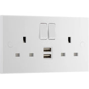 BG Electrical 900 Series - Double switched single pole, with 2 x USB A (12W)