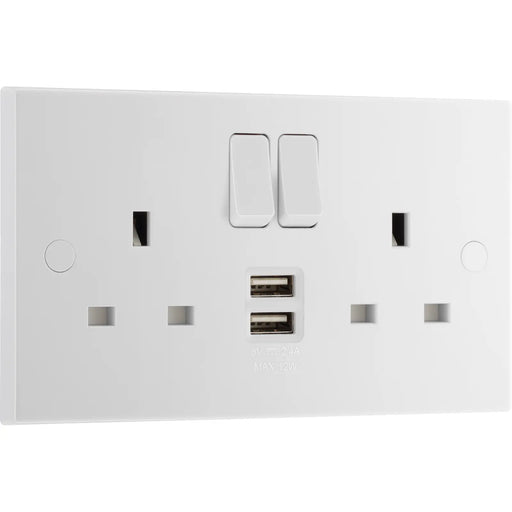 BG Electrical 900 Series - Double switched single pole, with 2 x USB A (12W)