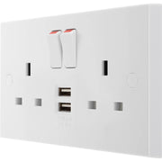 BG Electrical 900 Series - Double switched single pole, with 2 x USB A (12W)