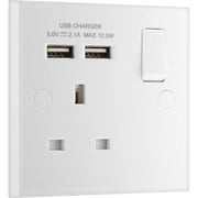 BG Electrical 900 Series - Single switched, single pole, with 2 x USB A