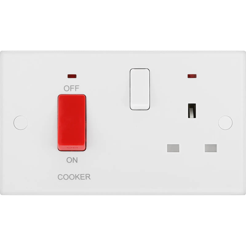 BG Electrical 900 Series - 45A double pole, with switched socket and indicators