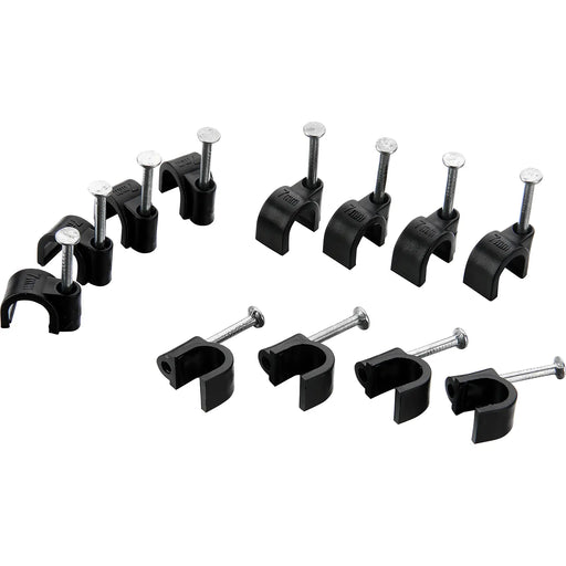 BG Electrical Contractor - Round cable clips, black, 7mm, 50pk