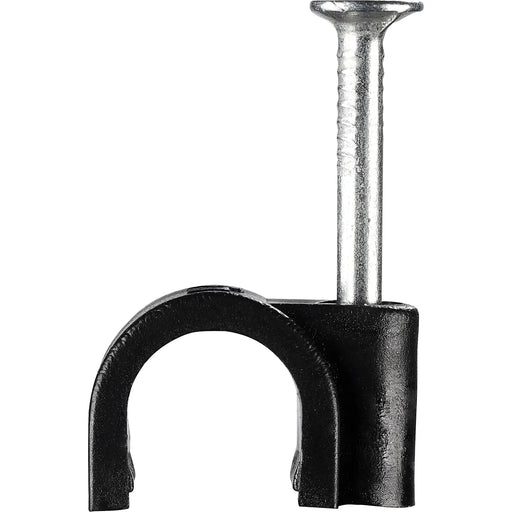 BG Electrical Contractor - Round cable clips, black, 7mm, 50pk