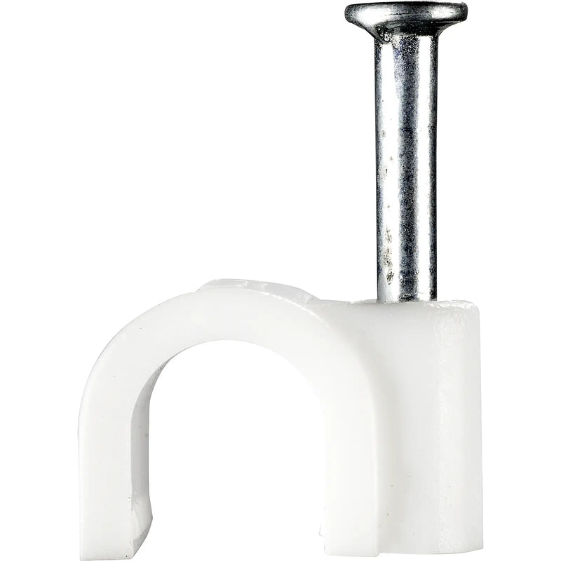 BG Electrical Contractor - Round cable clips, white, 5mm, 50pk