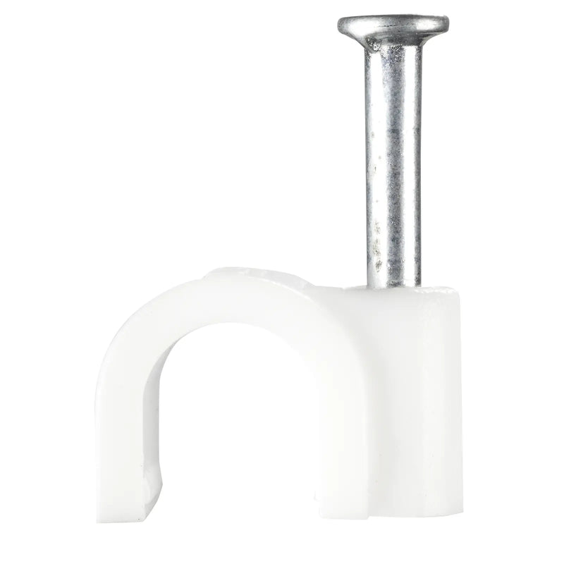 BG Electrical Contractor - Round cable clips, white, 6mm, 50pk