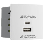 BG Electrical Euro Module - 45W USB A+C Euro Module - White