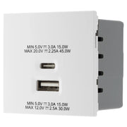 BG Electrical Euro Module - 45W USB A+C Euro Module - White