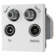 BG Electrical Euro Module - TV radio and dual satellite module - TV IEC male, radio IEC female, dual satellite female