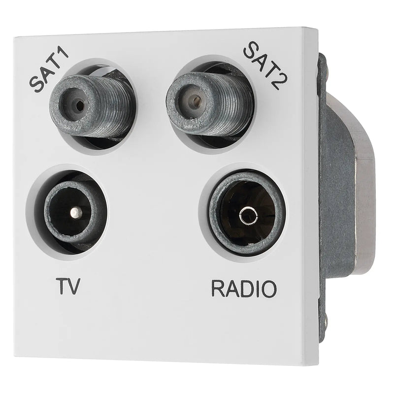 BG Electrical Euro Module - TV radio and dual satellite module - TV IEC male, radio IEC female, dual satellite female
