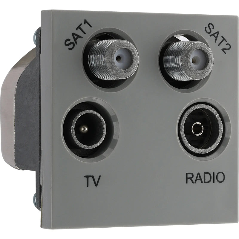 BG Electrical Euro Module - TV radio and dual satellite module - TV IEC male, radio IEC female, dual satellite female
