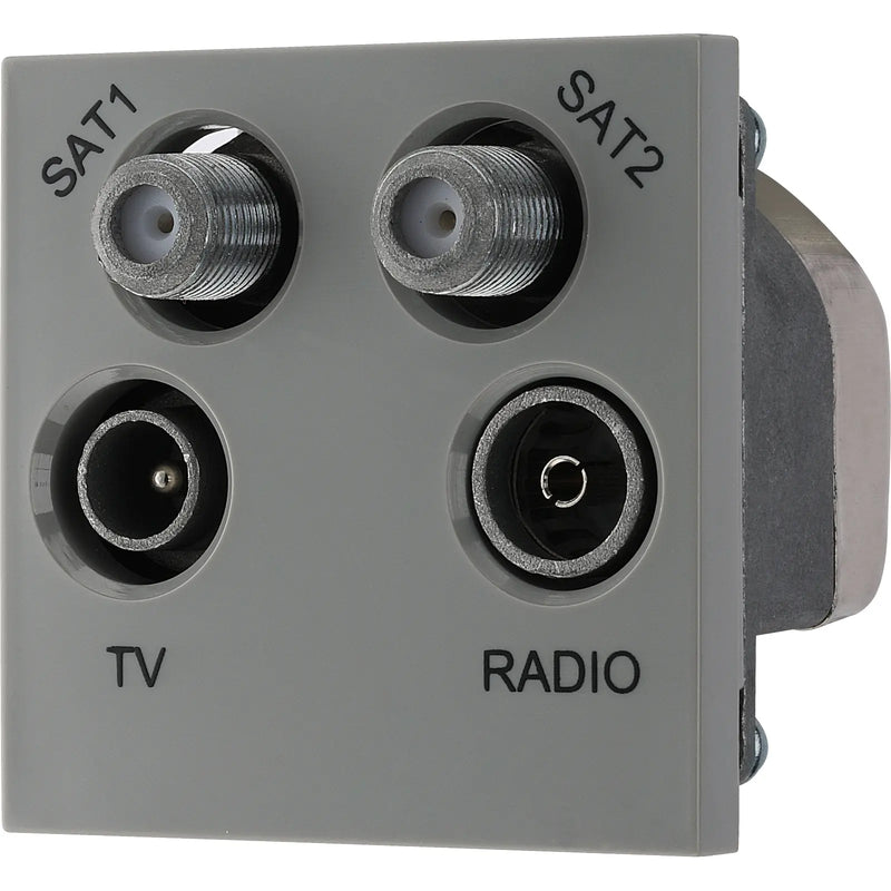 BG Electrical Euro Module - TV radio and dual satellite module - TV IEC male, radio IEC female, dual satellite female