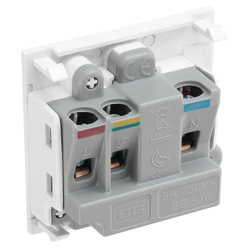 BG Electrical Euro Module - 5A round pin, unswitched socket