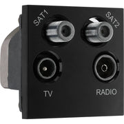 BG Electrical Euro Module - TV radio and dual satellite module - TV IEC male, radio IEC female, dual satellite female