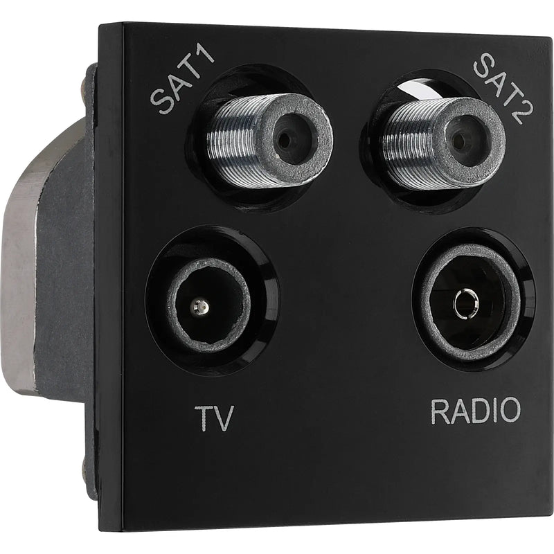 BG Electrical Euro Module - TV radio and dual satellite module - TV IEC male, radio IEC female, dual satellite female
