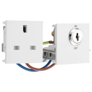 BG Electrical Euro Module - 13A double pole, key controlled socket