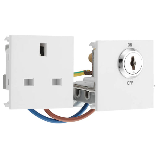 BG Electrical Euro Module - 13A double pole, key controlled socket