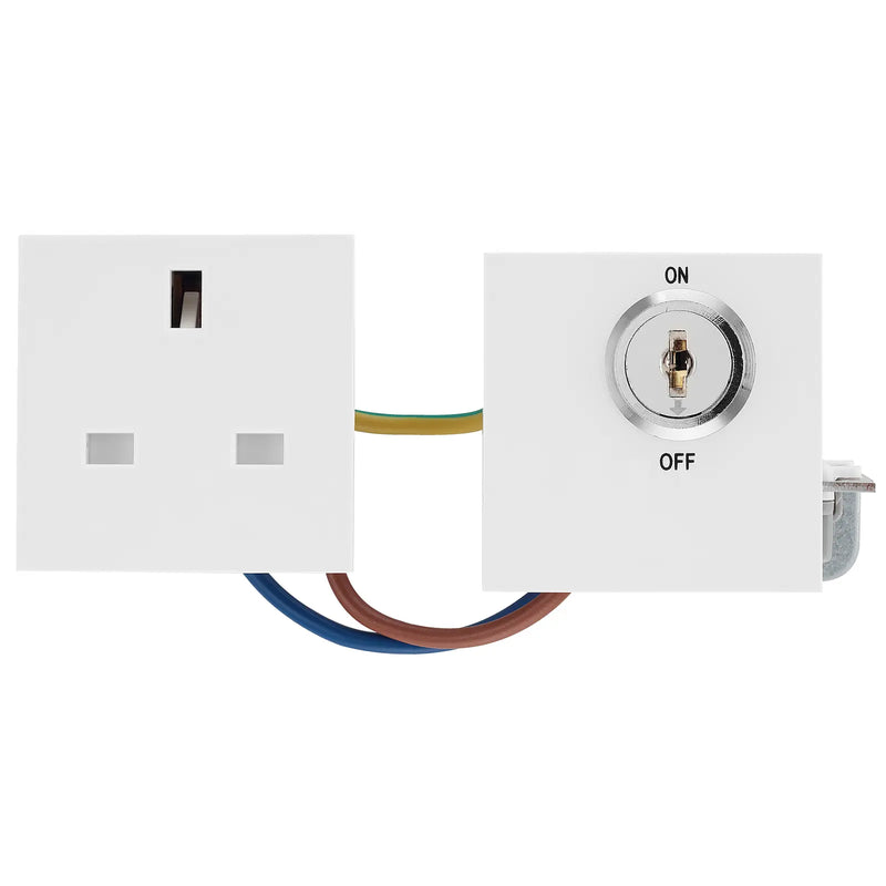 BG Electrical Euro Module - 13A double pole, key controlled socket