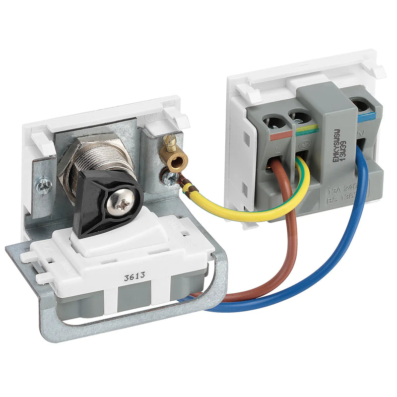 BG Electrical Euro Module - 13A double pole, key controlled socket