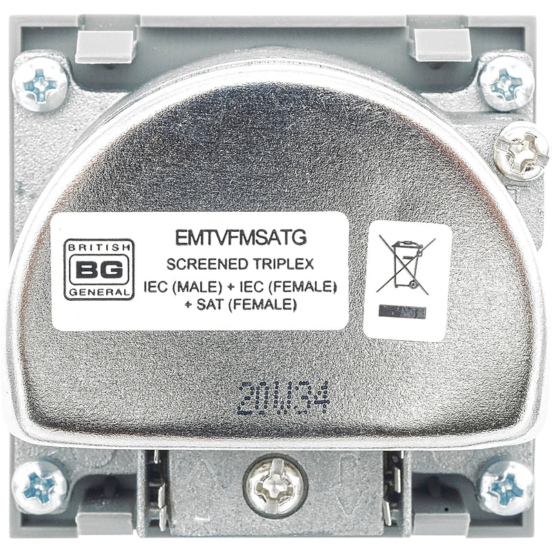 BG Electrical Euro Module - TV radio and satellite - TV IEC male, radio IEC female, satellite female