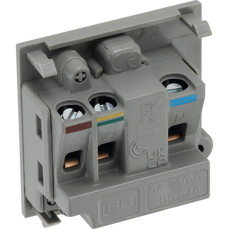 BG Electrical Euro Module - 5A round pin, unswitched socket
