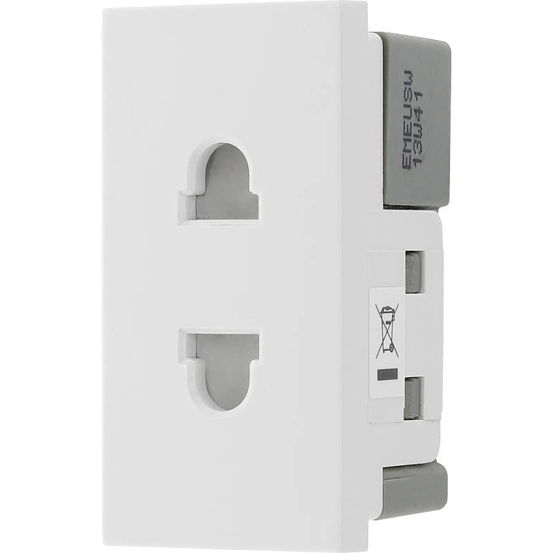 BG Electrical Euro Module - 16A 2 pin, unswitched socket