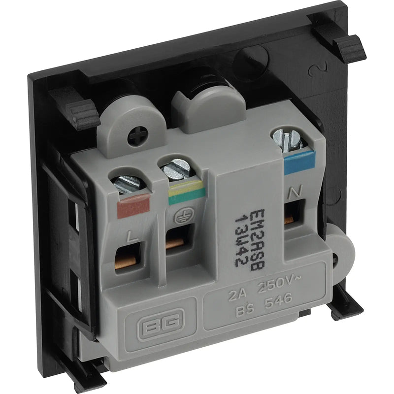 BG Electrical Euro Module - 2A round pin, unswitched socket