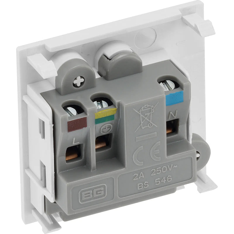 BG Electrical Euro Module - 2A round pin, unswitched socket