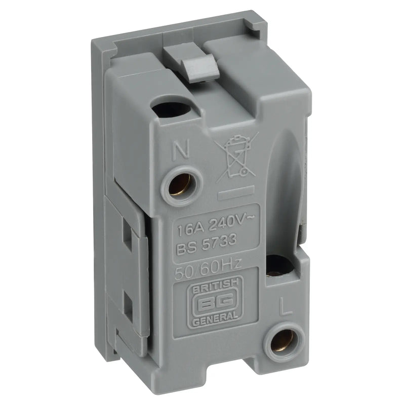 BG Electrical Euro Module - 16A 2 pin, unswitched socket
