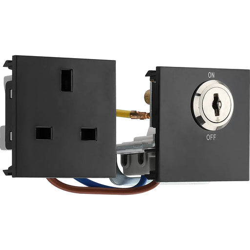 BG Electrical Euro Module - 13A double pole, key controlled socket